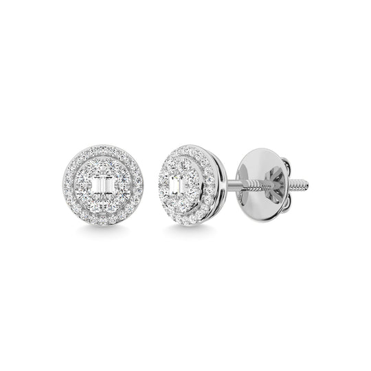 Diamante de oro blanco de 14 quilates de 1/4 qt. total Pendientes de moda