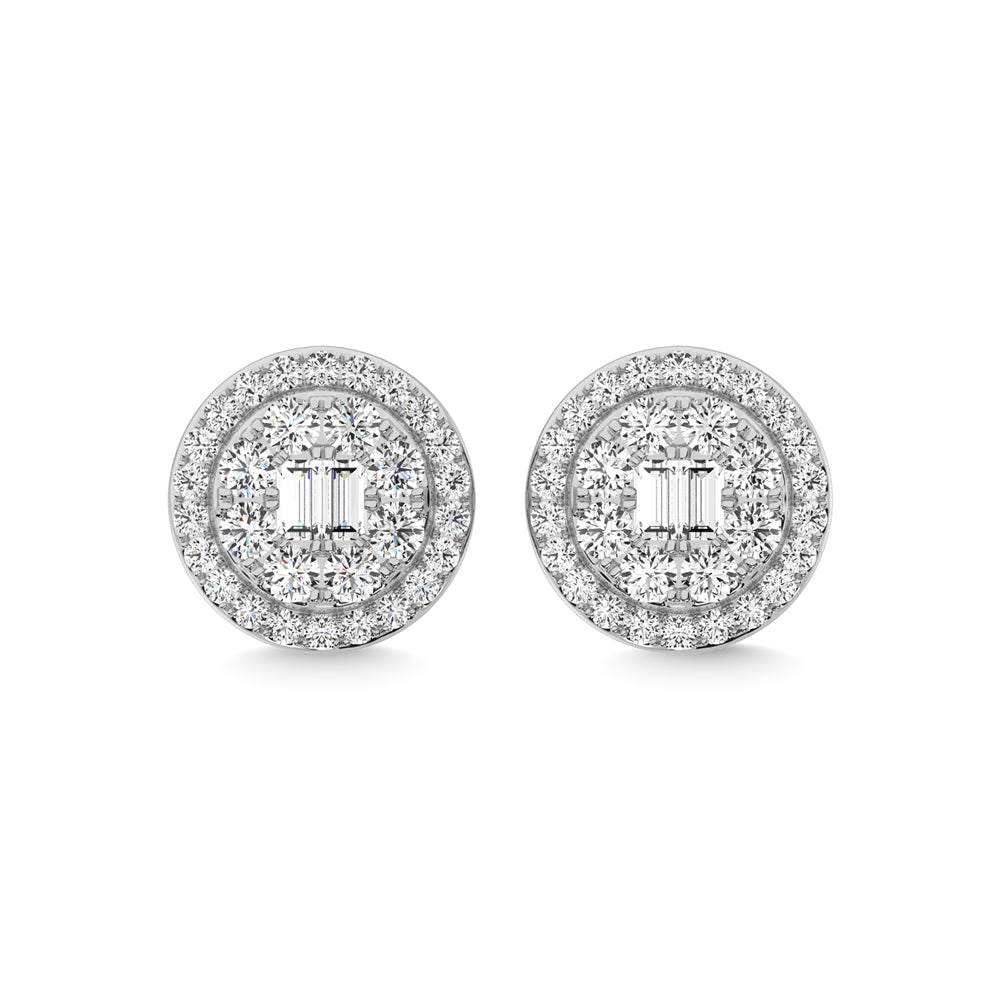 Diamante de oro blanco de 14 quilates de 1/2 qt. total Pendientes de moda