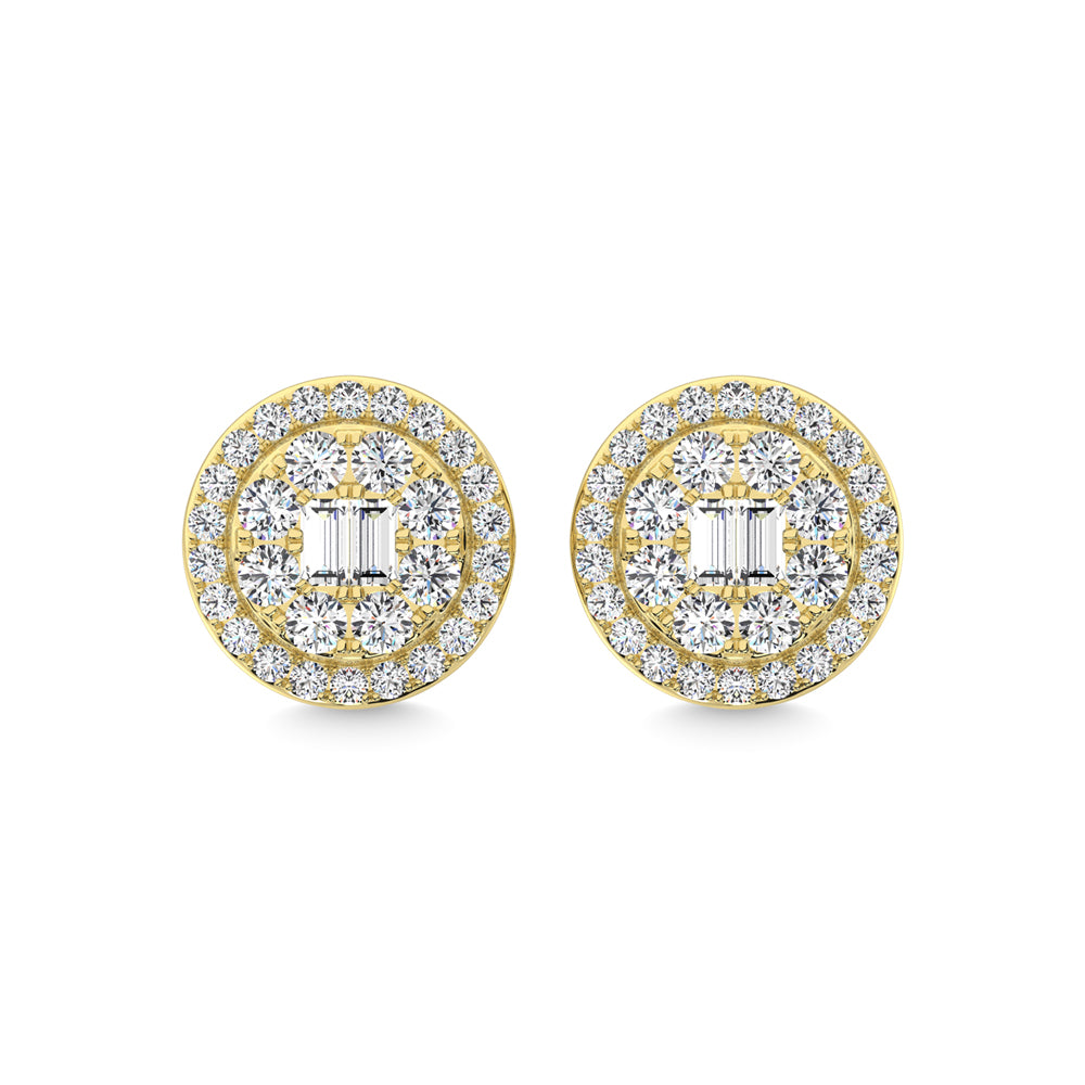 Diamante de oro amarillo de 14 quilates de 1/4 qt. total Pendientes de moda