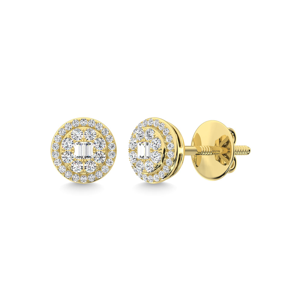 Diamante de oro amarillo de 14 quilates de 1/4 qt. total Pendientes de moda