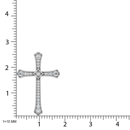Diamante de oro blanco de 14 quilates de 1/4 qt. total Colgante Cruz
