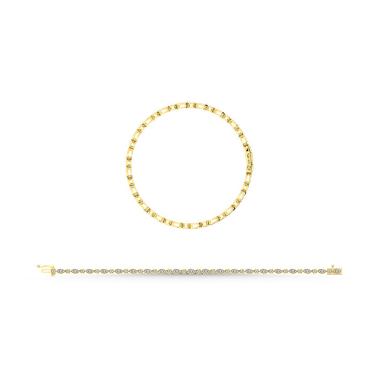 Oro blanco de 10 quilates con diamantes de 1 qt. total. Pulsera de moda