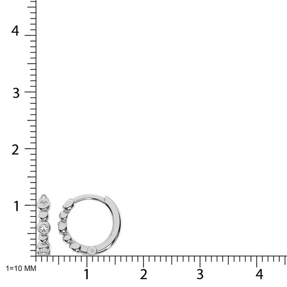 Diamante de oro blanco de 14 quilates de 1/10 quilates total. Aretes de aro