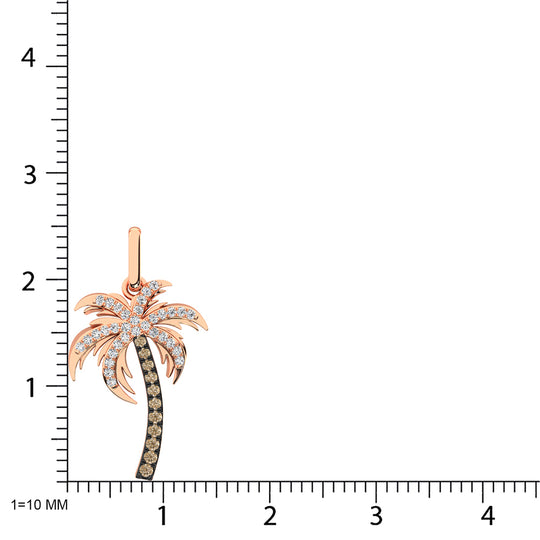 Colgante de palmera de oro rosa de 14 quilates con diamantes de 1/5 qt.Tw y diamantes marrones