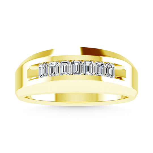 Diamante en oro amarillo de 14 quilates de 5/8 quilates total. Alianza de boda para hombre