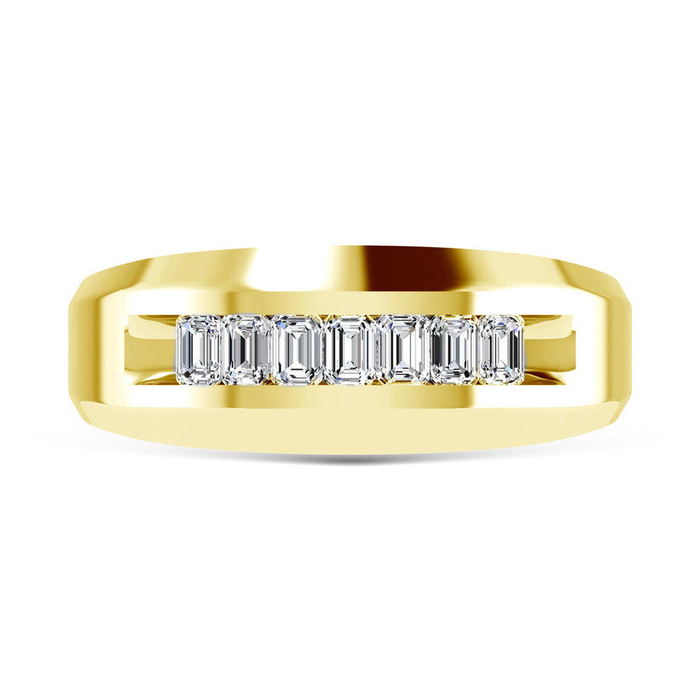 Diamante en oro amarillo de 14 quilates de 5/8 quilates total. Alianza de boda para hombre