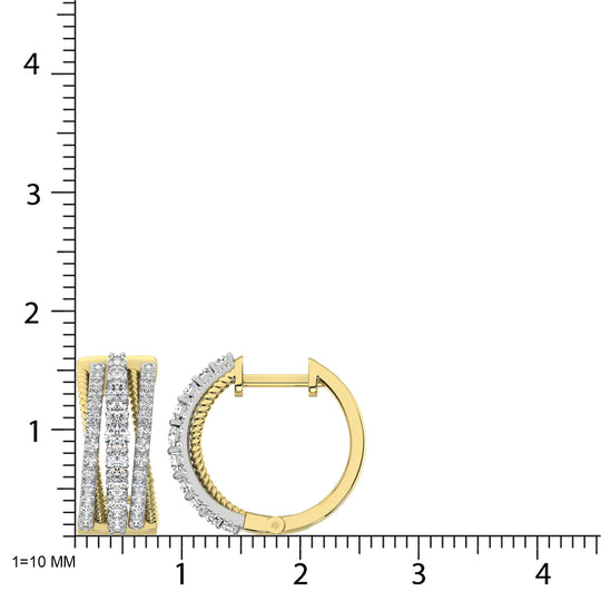 Diamante de dos tonos de 14 quilates, 1 qt. total Pendientes de moda