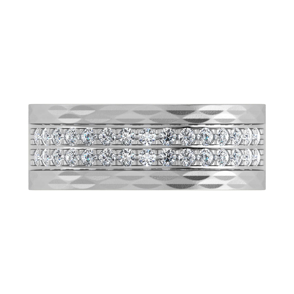 Diamante de oro blanco de 14 quilates de 3/4 qt. Dos. Banda de m√°quina para hombre