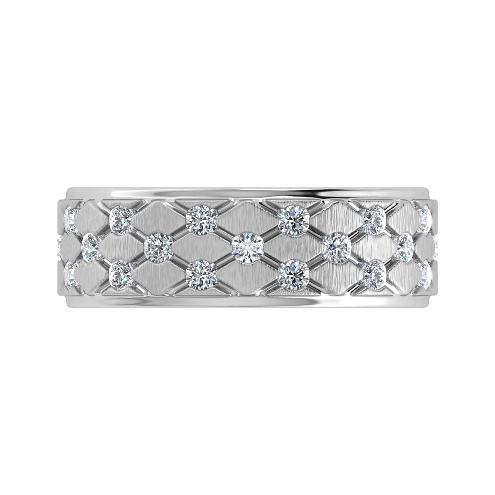 Diamante de oro blanco de 14 quilates de 1/2 qt. Dos. Banda de m√°quina para hombre