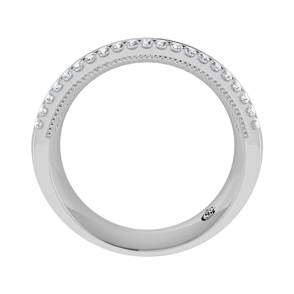 Diamante de oro blanco de 14 quilates de 1/2 qt. Dos. Banda de m√°quina para hombre