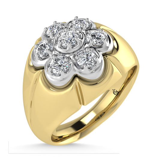 Diamante de oro amarillo de 10 quilates de 1/2 qt. Dos. Anillo de moda para hombre