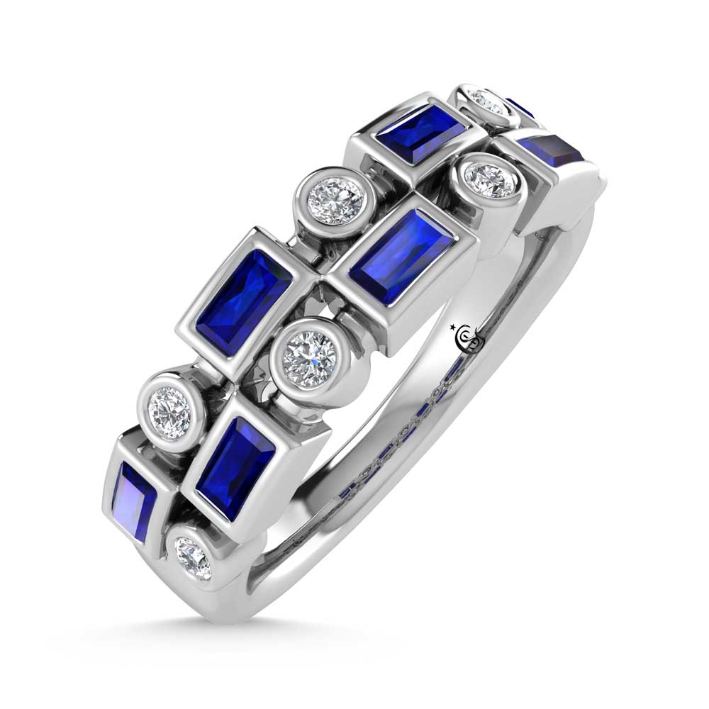 14K White Gold Blue Sapphire 5/8 Ct.Tw. Stackable Band