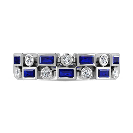 14K White Gold Blue Sapphire 5/8 Ct.Tw. Stackable Band