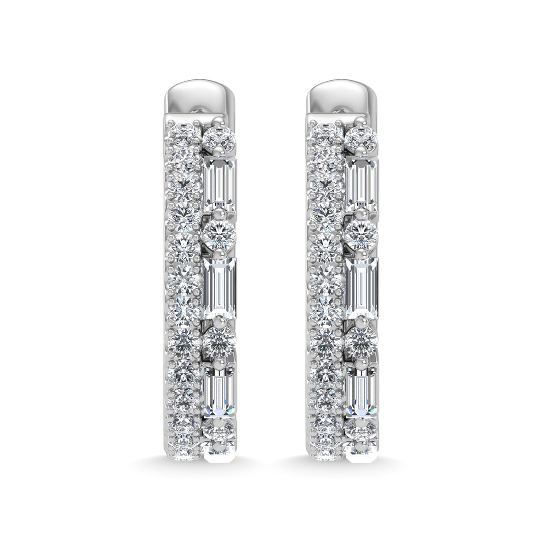 Diamante en oro blanco de 14 quilates de 5/8 quilates total. Aretes de aro