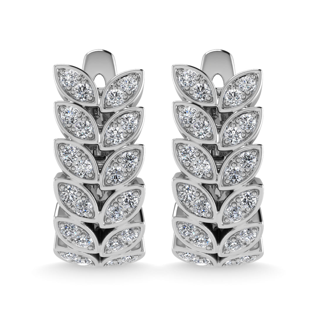 Aretes de Aro con Diamantes de 1/2 qt  en Oro Blanco de 14k