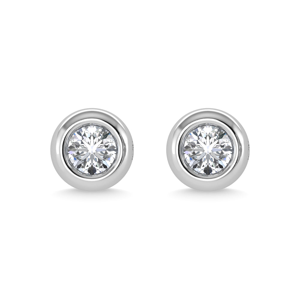 Diamante de oro blanco de 14 quilates de 1/5 quilates total. Aretes