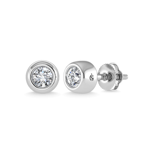 Diamante de oro blanco de 14 quilates de 1/3 qt. total. Aretes