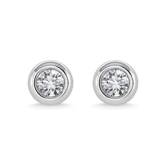 Diamante de oro blanco de 14 quilates de 1/3 qt. total. Aretes