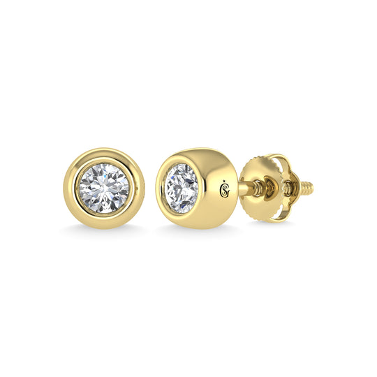 Diamante de oro amarillo de 14 quilates de 1/3 qt. total Aretes