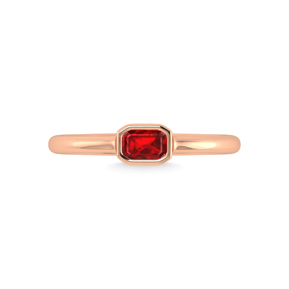 Oro rosa de 14 quilates con rubi de 1/3 qt. total. Anillo de moda