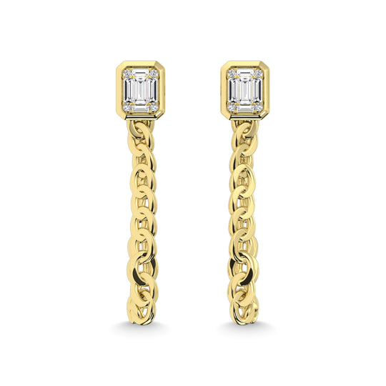 Diamante de oro amarillo de 14 quilates de 1/3 qt. total Pendientes cubanos