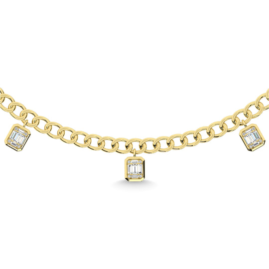 Diamante en oro amarillo de 14 quilates de 3/4 qt. total Collar Cubano