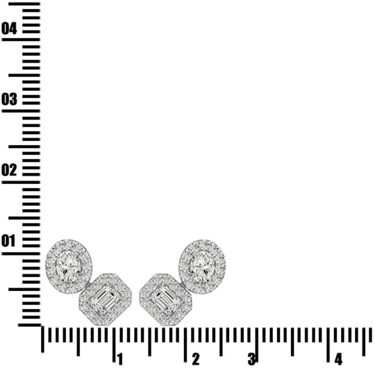 Aretes de Moda  con Diamantes de 7/8 qt.Tw en Oro Blanco de 14k