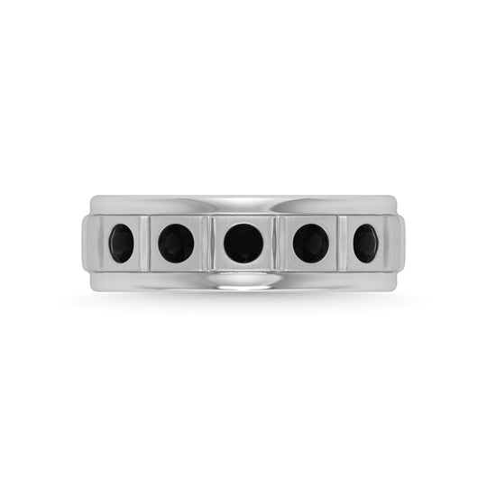 Diamante de oro blanco de 14 quilates de 1/2 qt. total Banda de m√°quina para hombre