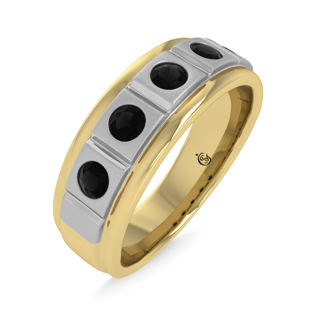 Diamante de oro amarillo de 14 quilates de 1/2 qt. total Con banda de m√°quina para hombre con faceta de rodio blanco