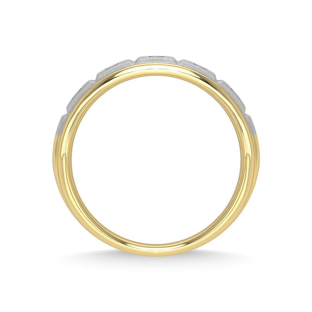 Diamante de oro amarillo de 14 quilates de 1/2 qt. total Con banda de m√°quina para hombre con faceta de rodio blanco