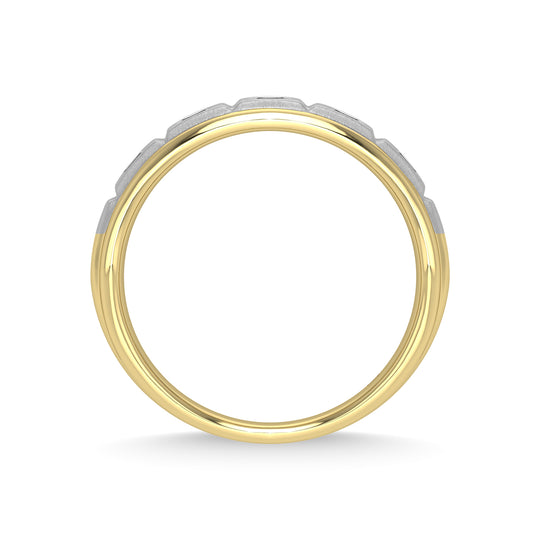 Diamante de oro amarillo de 14 quilates de 1/2 qt. total Con banda de m√°quina para hombre con faceta de rodio blanco