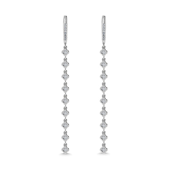 Diamante en oro blanco de 14 quilates de 5/8 quilates total. Pendientes colgantes