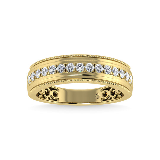 Diamante de oro amarillo de 14 quilates de 1/2 qt. total Banda para hombre