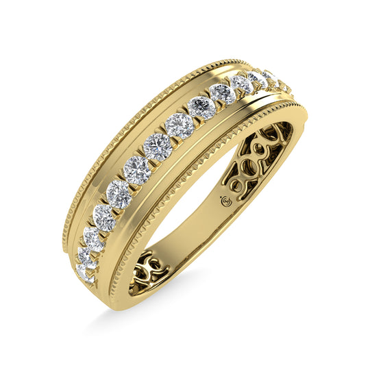 Diamante de oro amarillo de 14 quilates de 1/2 qt. total Banda para hombre