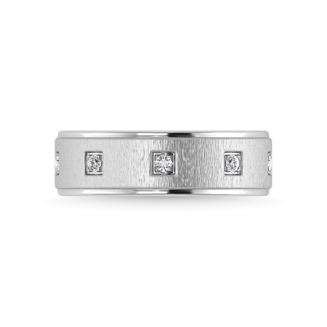 Diamante de oro blanco de 14 quilates de 1/8 quilates total. Banda de m√°quina para hombre