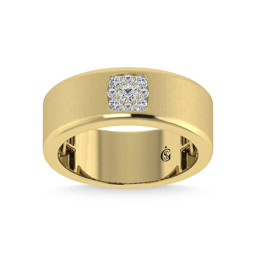 Diamante de oro amarillo de 14 quilates de 1/4 qt. total Banda para hombre