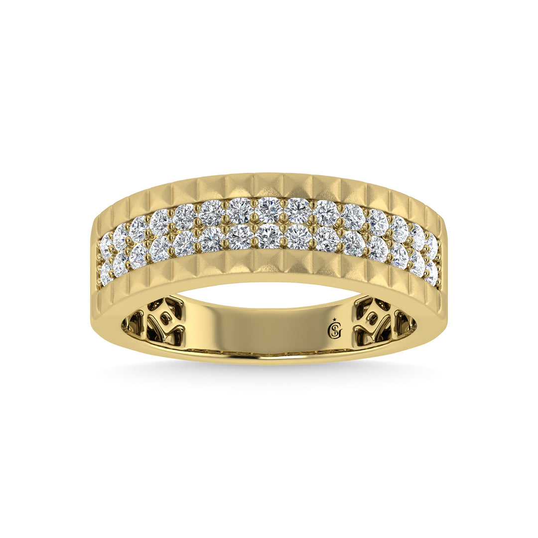 Diamante de oro amarillo de 14 quilates de 1/2 qt. total Banda para hombre