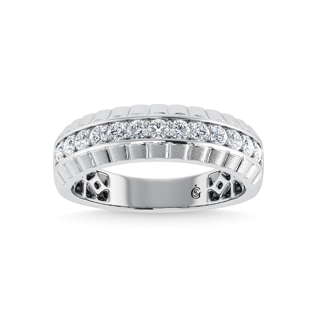 Banda para Hombre con Diamante  de 1/2 qt. total en Oro Blanco de 14k