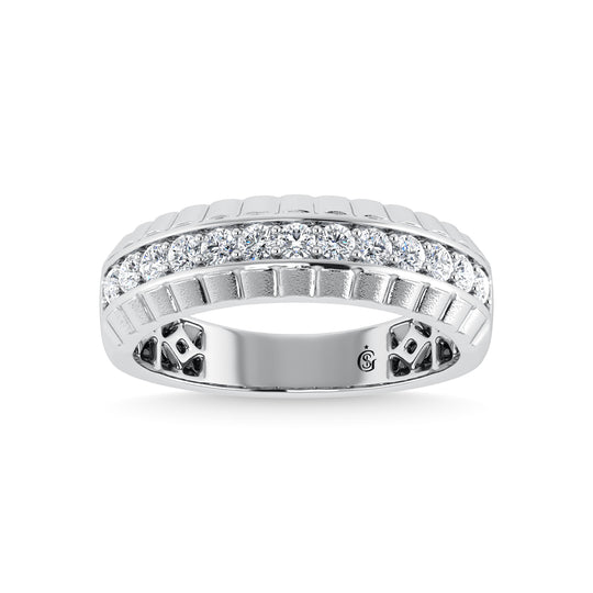 Banda para Hombre con Diamante  de 1/2 qt. total en Oro Blanco de 14k