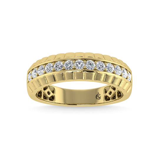 Diamante de oro amarillo de 14 quilates de 1/2 qt. total Banda para hombre