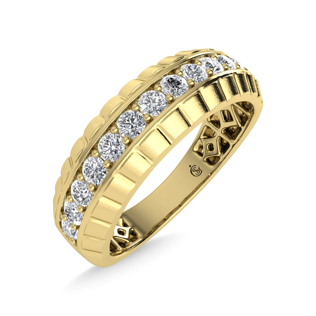 Diamante de oro amarillo de 14 quilates de 1/2 qt. total Banda para hombre