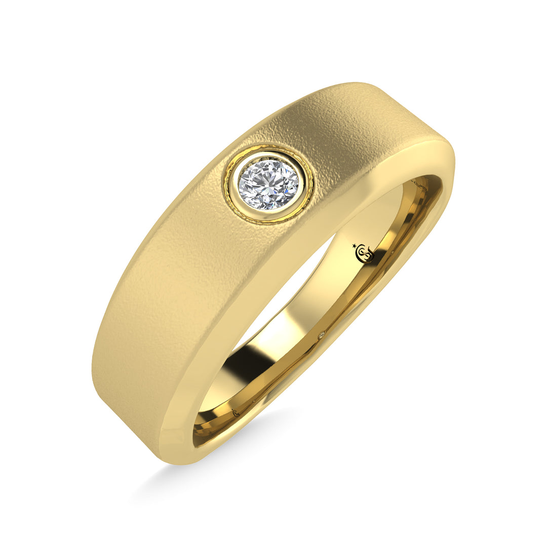 Diamante de oro amarillo de 14 quilates de 1/20 quilates total. Banda de m√°quina para hombre