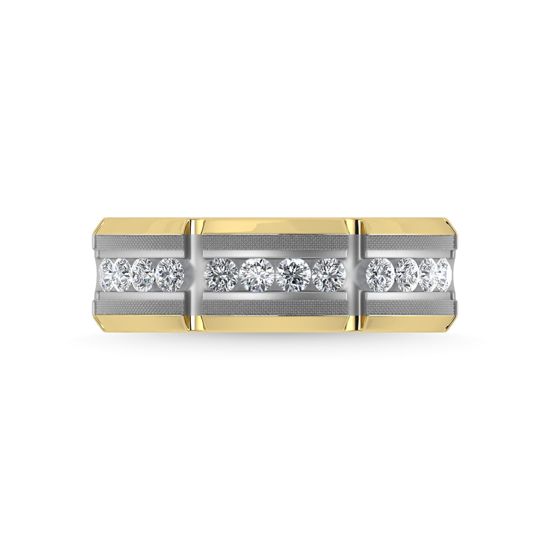 Diamante en oro rosa de 14 quilates de 1/2 qt. total Banda de m√°quina para hombre