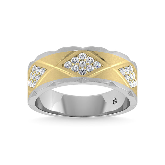 Diamante de oro amarillo de 14 quilates de 1/2 qt. total Banda de m√°quina para hombre