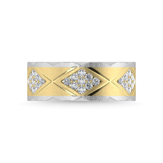 Diamante de oro amarillo de 14 quilates de 1/2 qt. total Banda de m√°quina para hombre