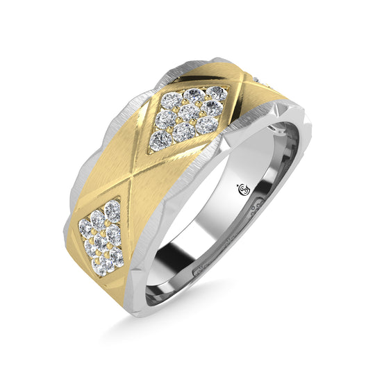 Diamante de oro amarillo de 14 quilates de 1/2 qt. total Banda de m√°quina para hombre