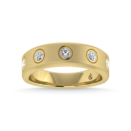 Diamante en oro amarillo de 14 quilates de 3/8 quilates total. Banda de m√°quina para hombre