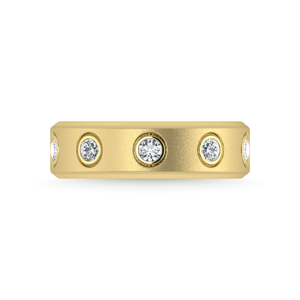 Diamante en oro amarillo de 14 quilates de 3/8 quilates total. Banda de m√°quina para hombre