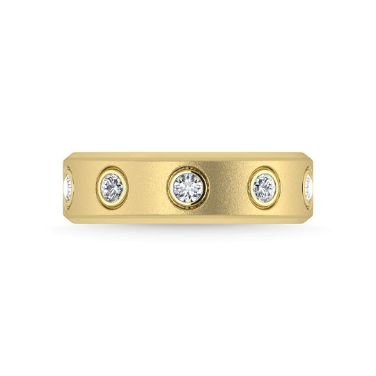 Diamante en oro amarillo de 14 quilates de 3/8 quilates total. Banda de m√°quina para hombre