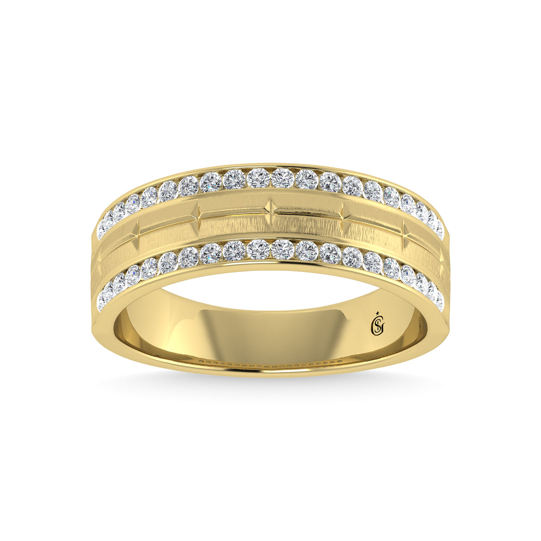 Diamante de oro amarillo de 14 quilates de 1/2 qt. total Banda de m√°quina para hombre